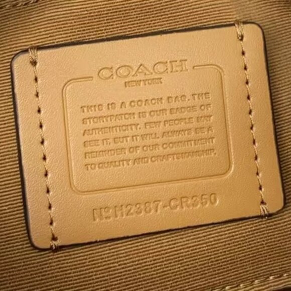 COACH CR350 Teri 2way Shoulder Bag Crossbody Straw Leather Latte - Picture 7 of 7